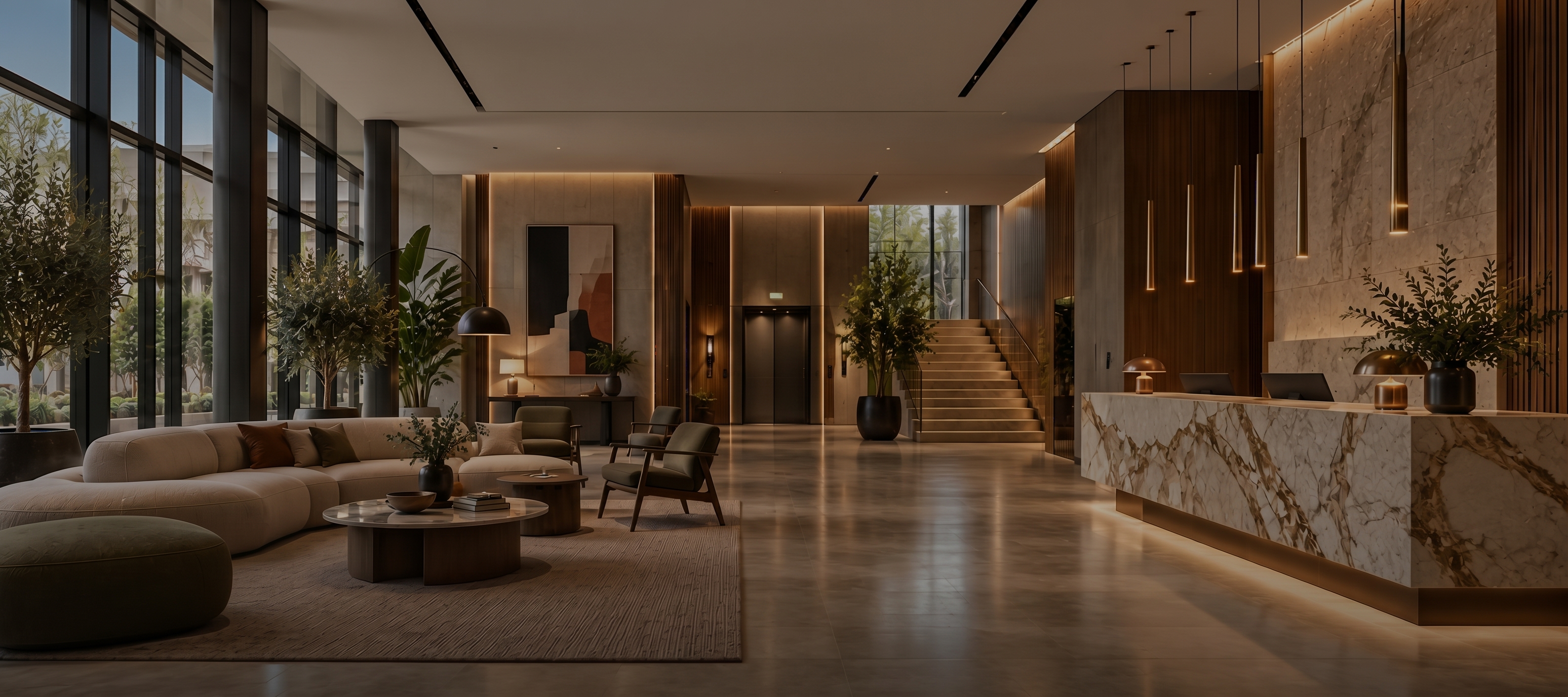 Nowoczesny salon z kominkiem i designerskimi meblami